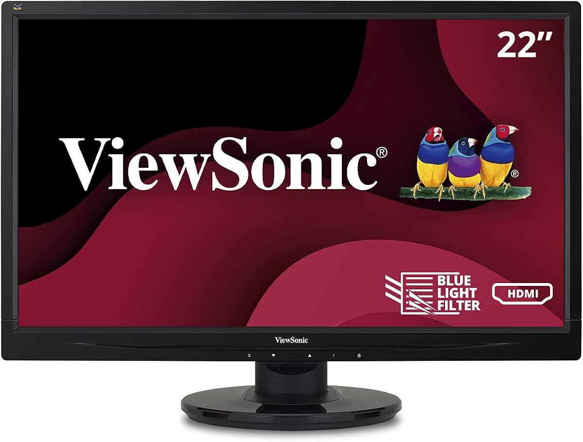 VA2246MH-LED 22 Inch Full HD 1080p LED Monitor with HDMI and VGA Inputs for Home and Office, Black
