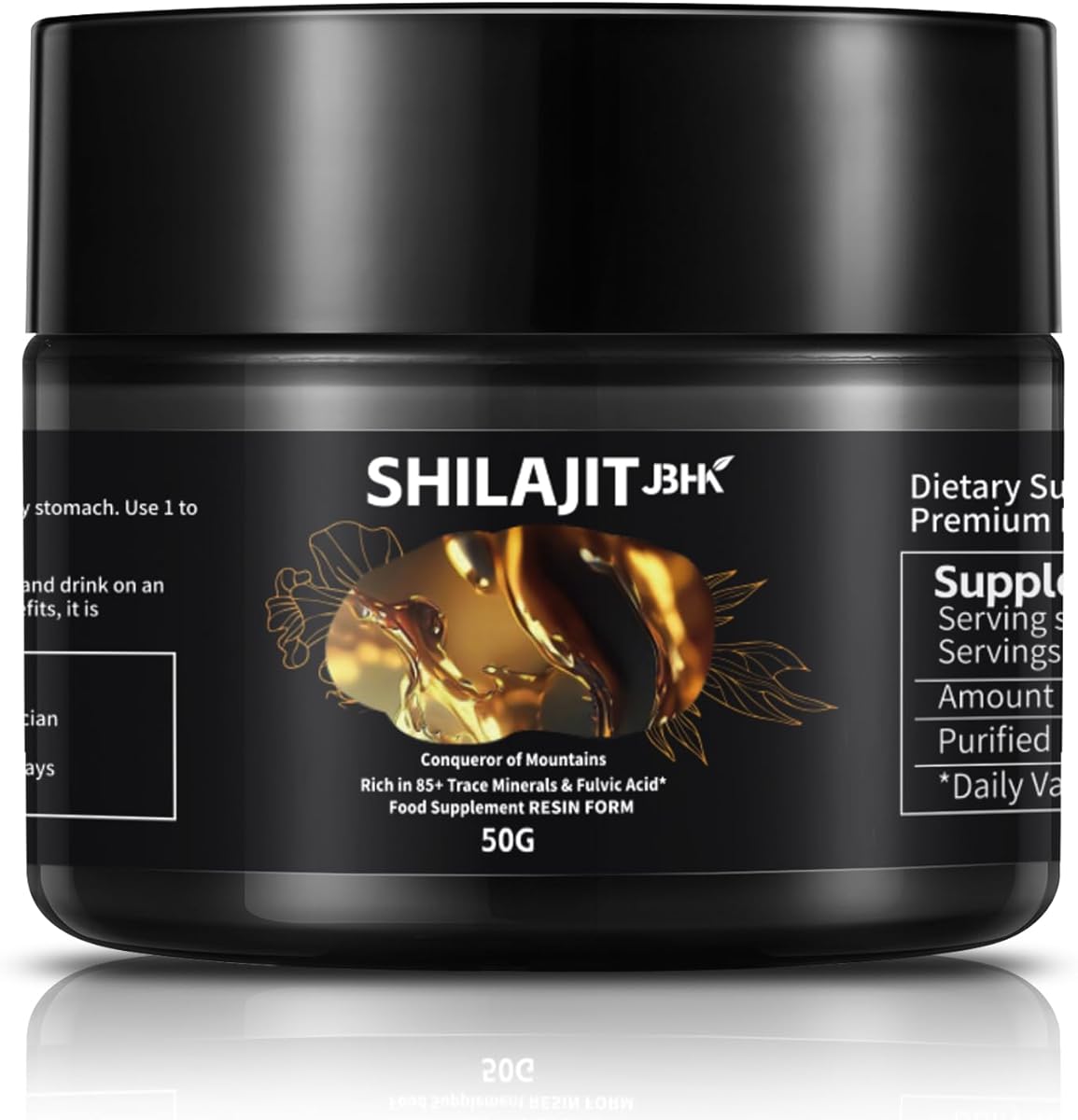 Shilajit Himalayan Organic Resin,50g Gold Grade 100% Pure Himalayan Shilajit with Fulvic & Humic Acid & 85+ Trace Minerals Complex for Energy, Strength & Immunity for Men & Women (50g)