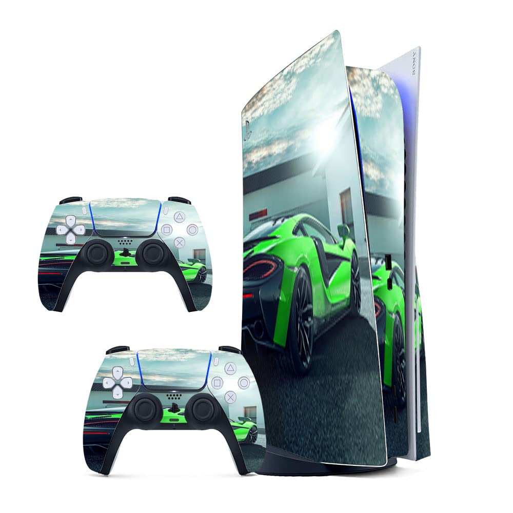 GADGETS WRAP Printed Vinyl Skin Sticker Decal for Sony PS5 PlayStation 5 Disc Edition Console & 2 Controller (Skin Only, Console & Controller not Included.) - Novitec Green Car-picture-23