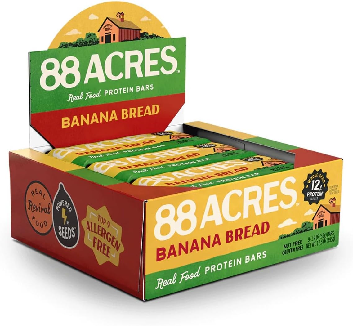 88 ACRES Banana Bread Seed Protein Bar 9 Count, 1.9 OZ
