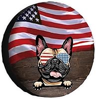 Vista 14 de Cubierta de llanta de repuesto para perro, lapphund finlandés con gafas de sol, bandera estadounidense, fundas protectoras de ruedas a prueba