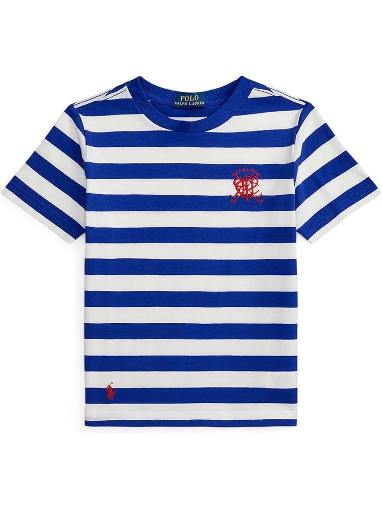 White Polo Ralph Lauren Crest Striped Cotton Tee (toddler/Little Kid)