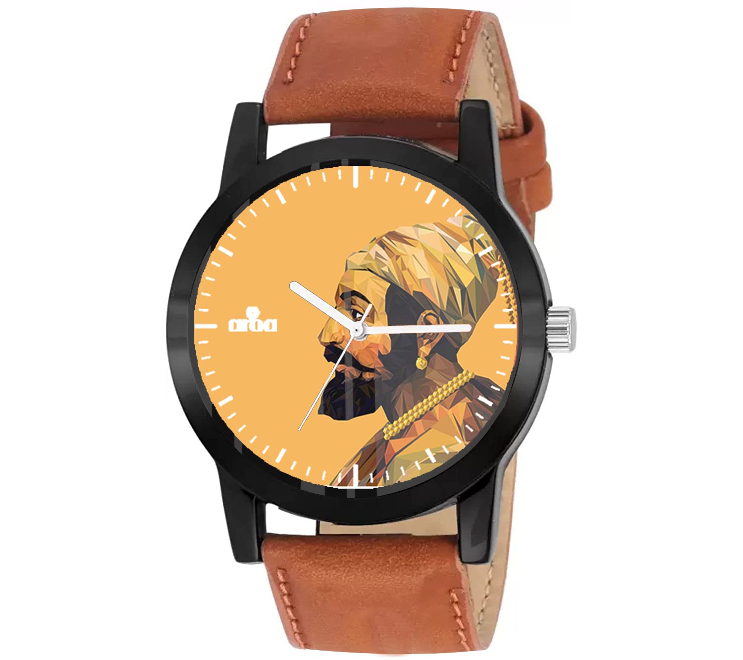 AROA Watch New Watch for Shivaji Maharaj Painting Model : 610 Black Metal Type Analog Black Strap Watch Orange Dial for Men Stylish Watch for Boys (B0C6HV3N7P) Amazon Price History, Amazon Price Tracker