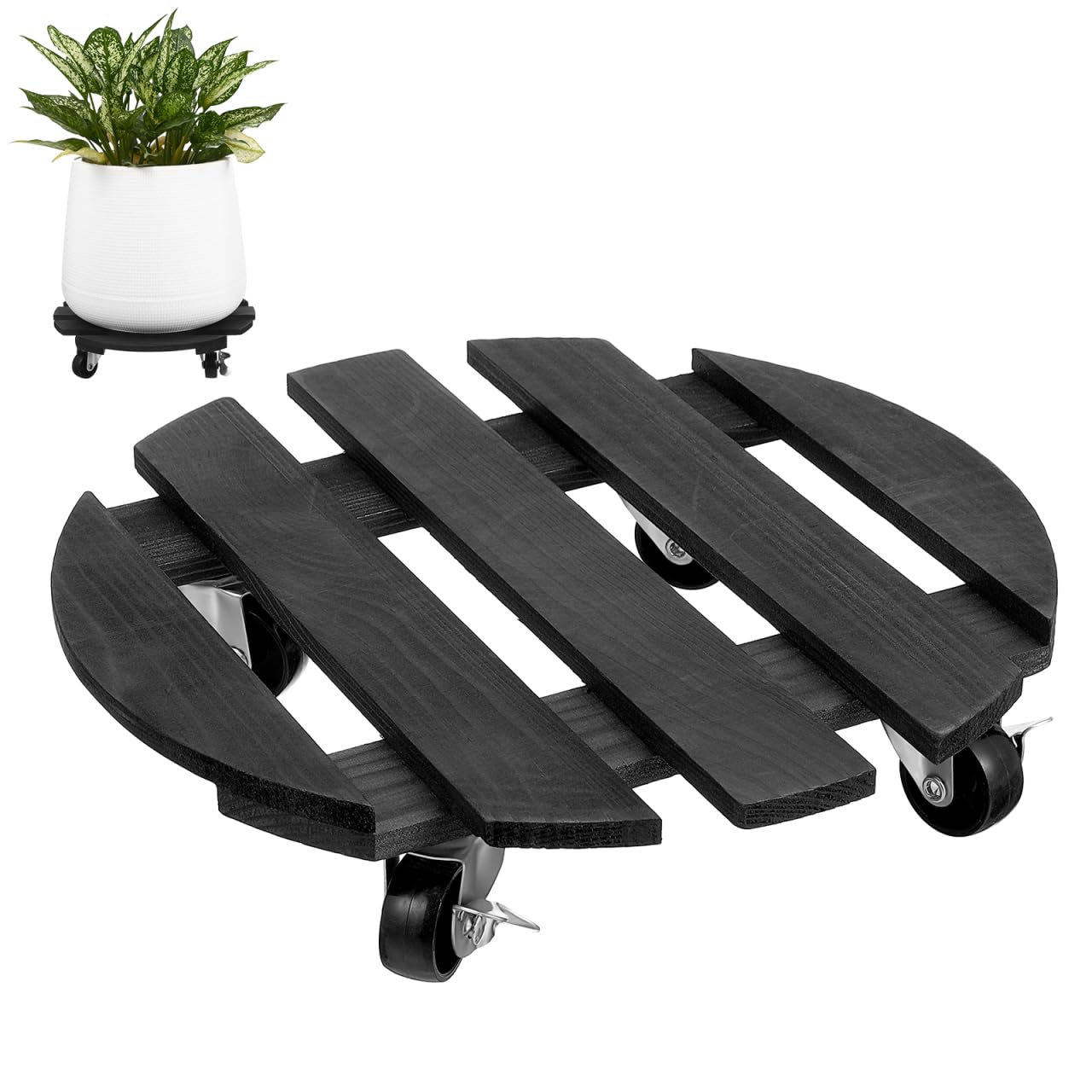 Support pour plantes avec roulettes en bois robuste châssis mobile de jardin pot de fleurs Sosoport