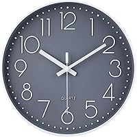 JOMPARIS 12 Inch Silent Non-Ticking Wall Clock - Modern Minimalist Round Battery Operated Clock for Bedroom Office Kitchen Home Decor