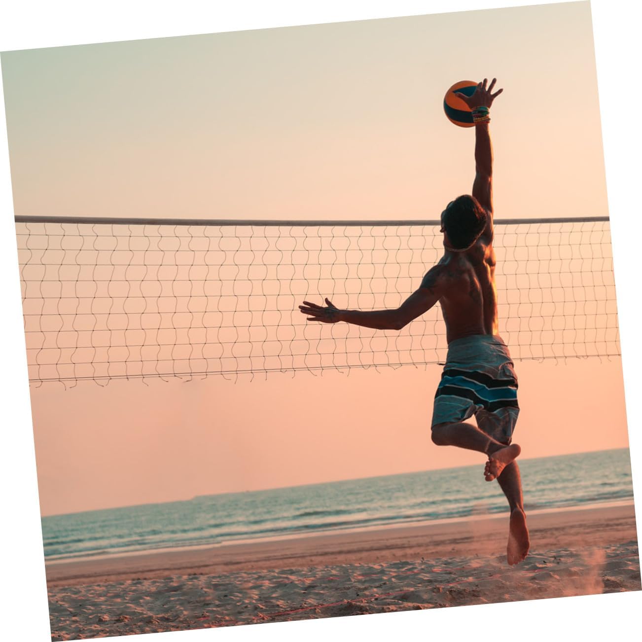 VALICLUD Professional Outdoor Volleyball Net Set Standard Size Mesh Training Sports Ball Net for Beach and Backyard Use