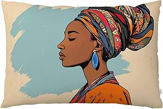 EKOBLA Throw Pillow Cover Watercolor African Woman Style Ethnic Print Tr...