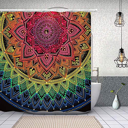 Sddser Mandala Flowers Shower Curtain Colorful Floral Gradient Patterns Decor Bathroom Curtain For Kids, 72 X72 In Bathtub Showers Washable Fabric Yllssd188-72 #TOP2