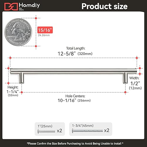 Miniatura 42 de homdiy - Tiradores de níquel cepillado para gabinetes, herraje para cajones y puertas de alacenas de cocina y baño, paquete de 40 tiradores, 3