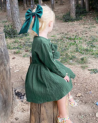 SANMIO Toddler Baby Girls Clothes Dress for Summer, Sleeveless Princess Cute Bowknot Dress (12-18 Months, Green-1) - Thumbnail 3