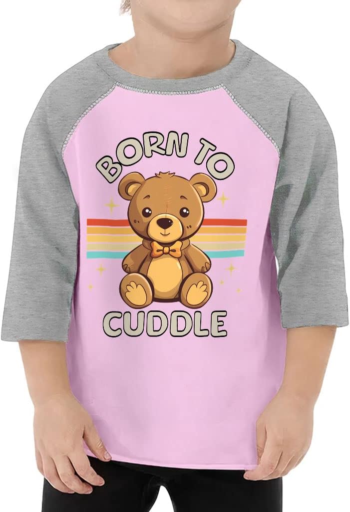 Cute Bear Toddler Baseball T-Shirt - Cute Kawaii 3/4 Sleeve T-Shirt - Cool Design Kids' Baseball Tee