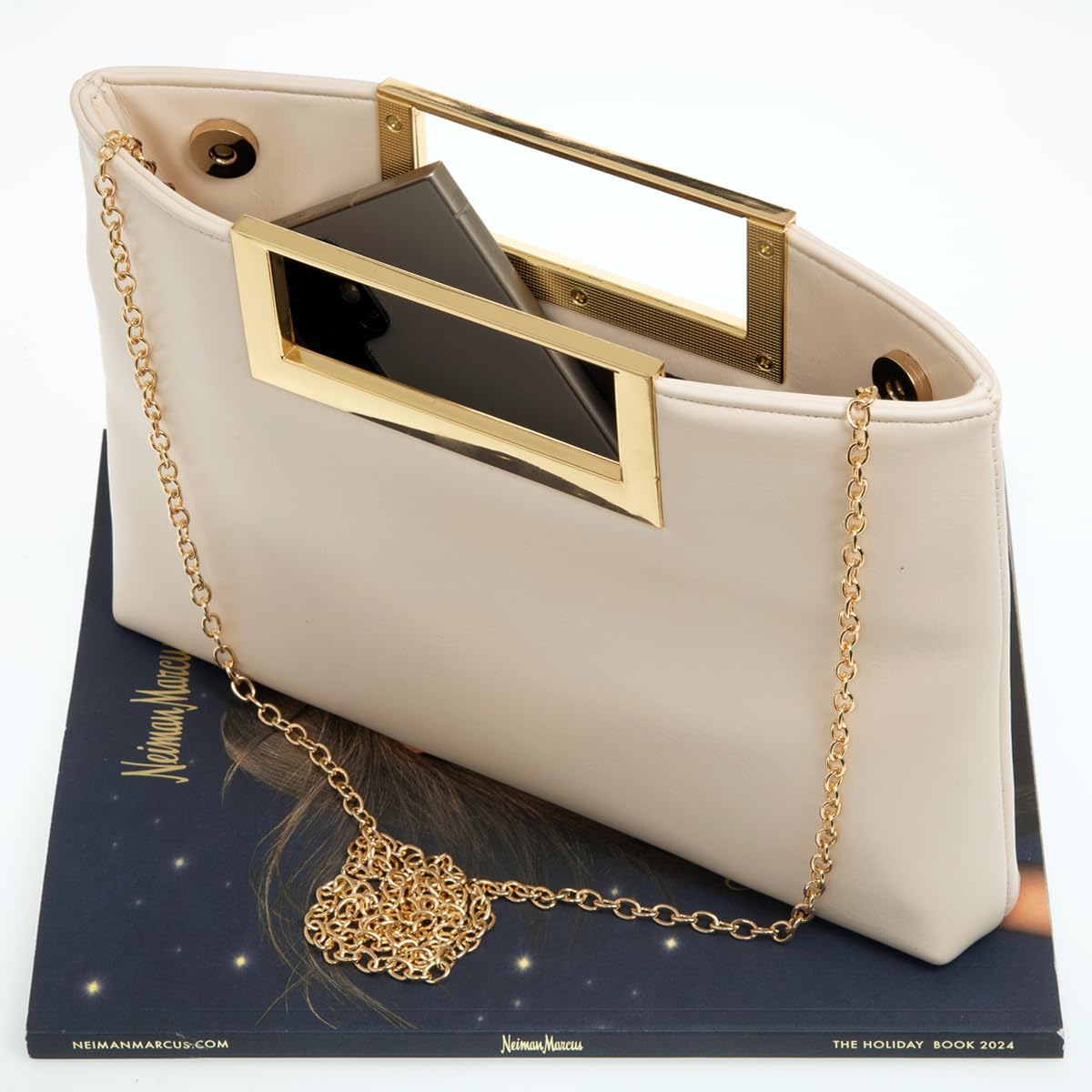 Crushed Metallic Top Handle Clutch - Image 5