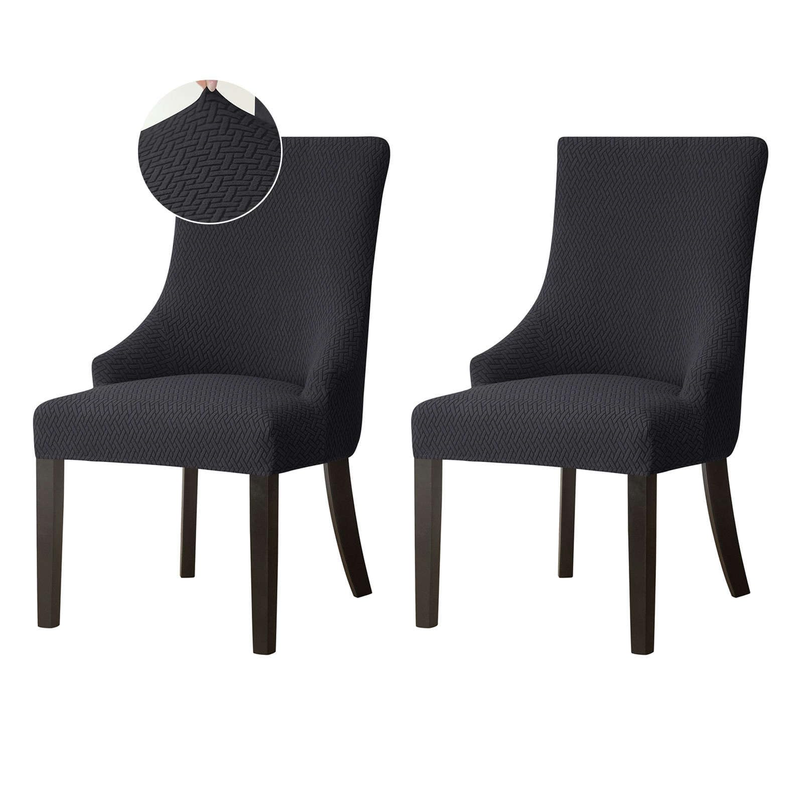 Housse de fauteuil pour salle à manger jacquard noir extensible