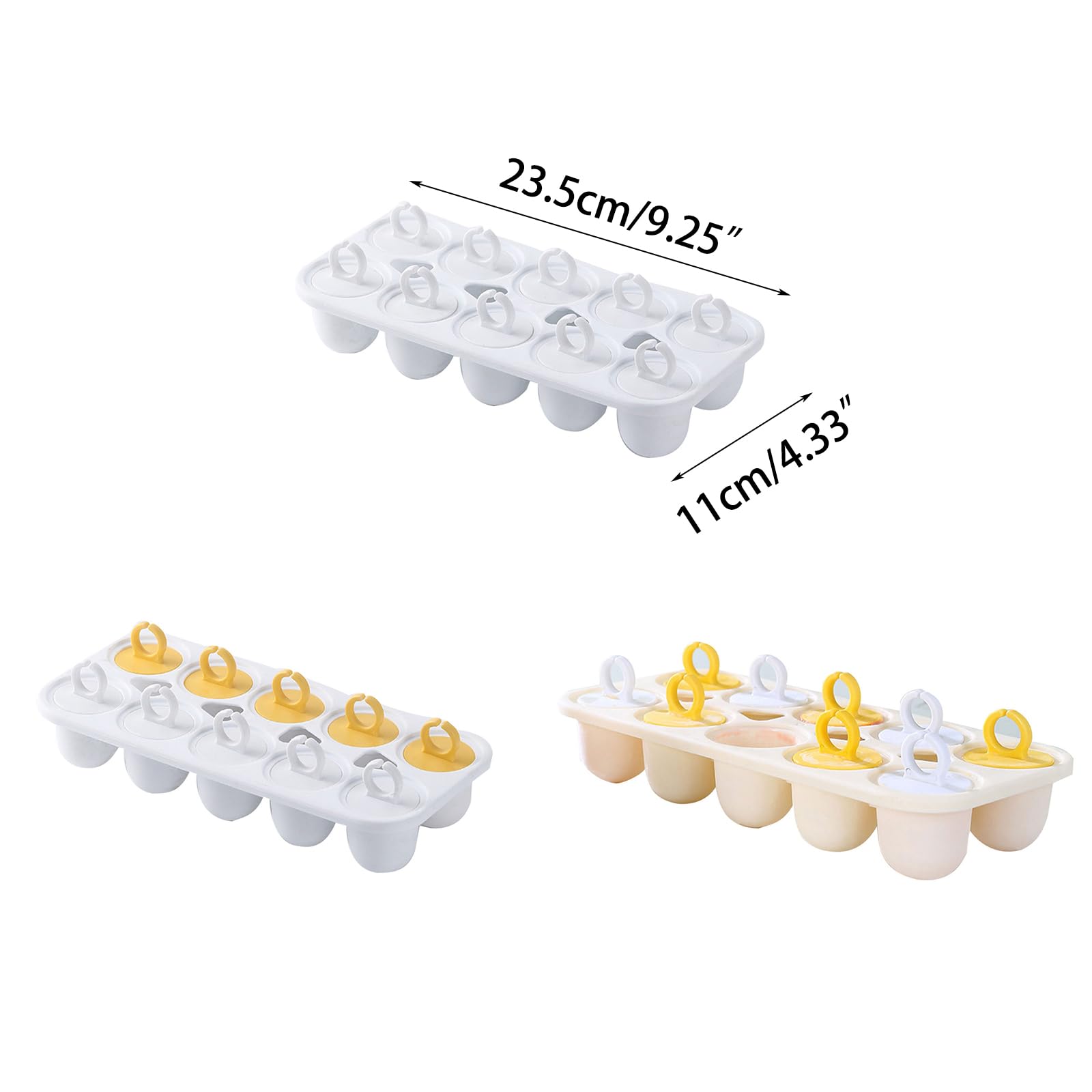 Moldes for helado de 10 cavidades con mango de palito, reutilizables, for paletas de hielo, bandeja antiadherente,Moldes para helados(A)