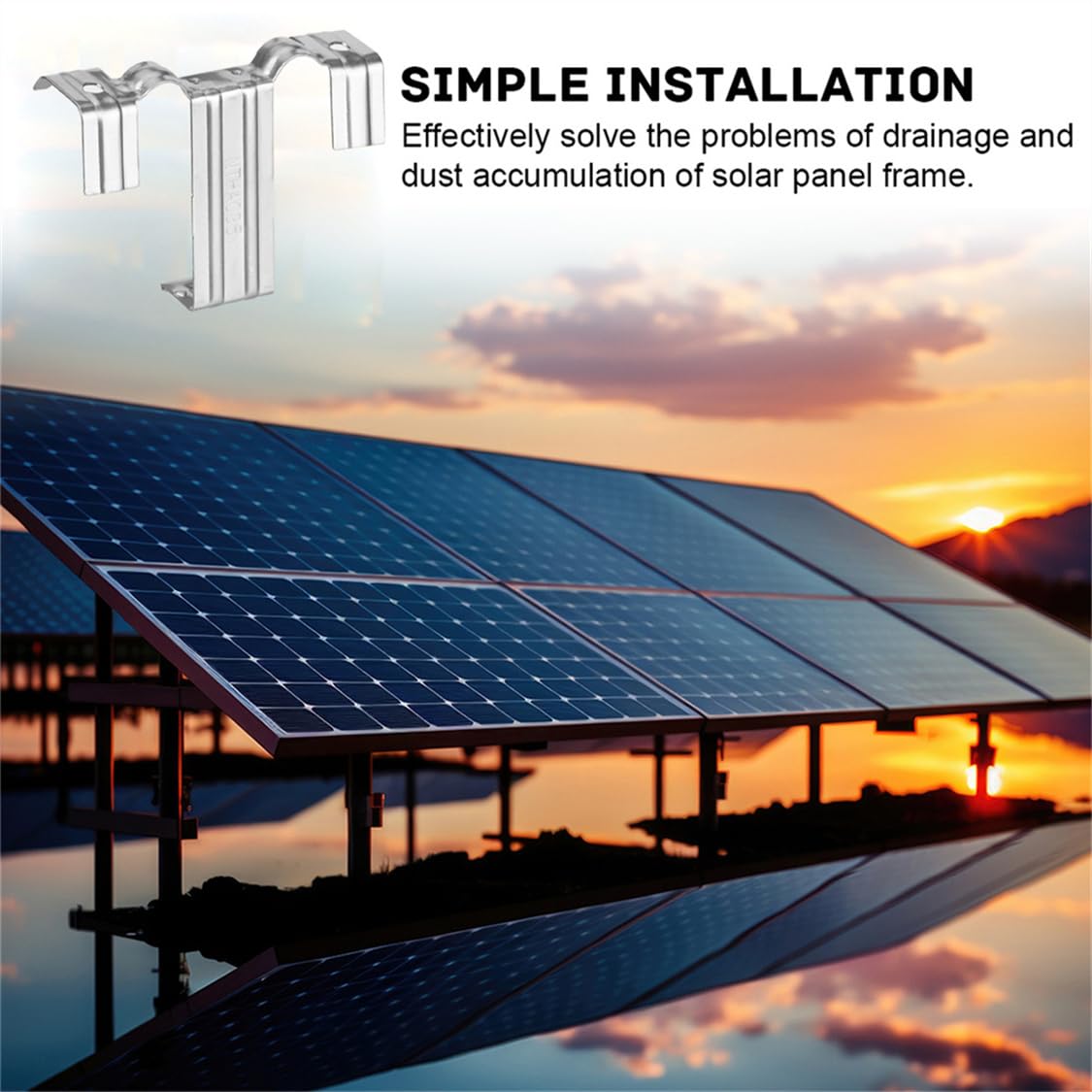 Clip de drenaje de agua para panel solar, 12 unidades, 35 mm, clips de eliminación de barro de acero inoxidable, hebilla de drenaje de agua, clip de limpieza para módulos solares de panel fotovoltaico