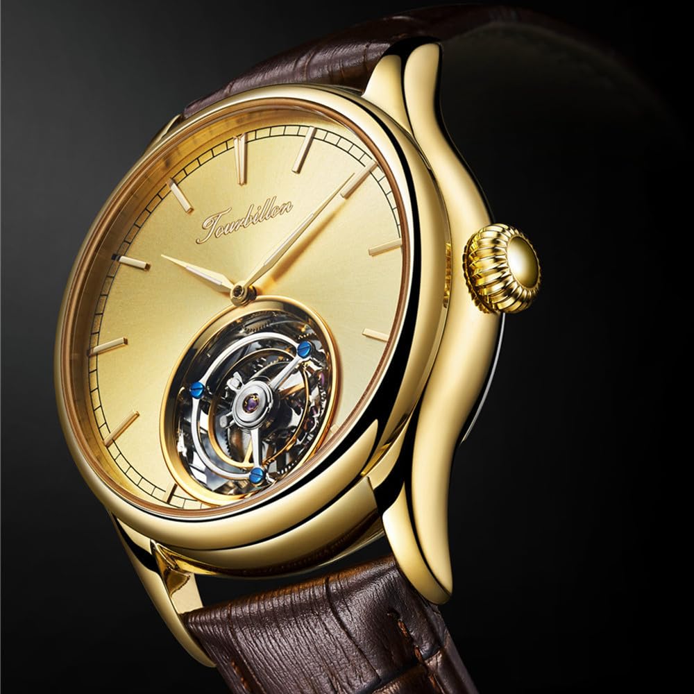Reloj de pulsera de cuero luminoso con esfera de esqueleto mecánico y mecanismo de cuerda manual, cristal de zafiro, vintage, hueco de doble cara, impermeable, para hombre