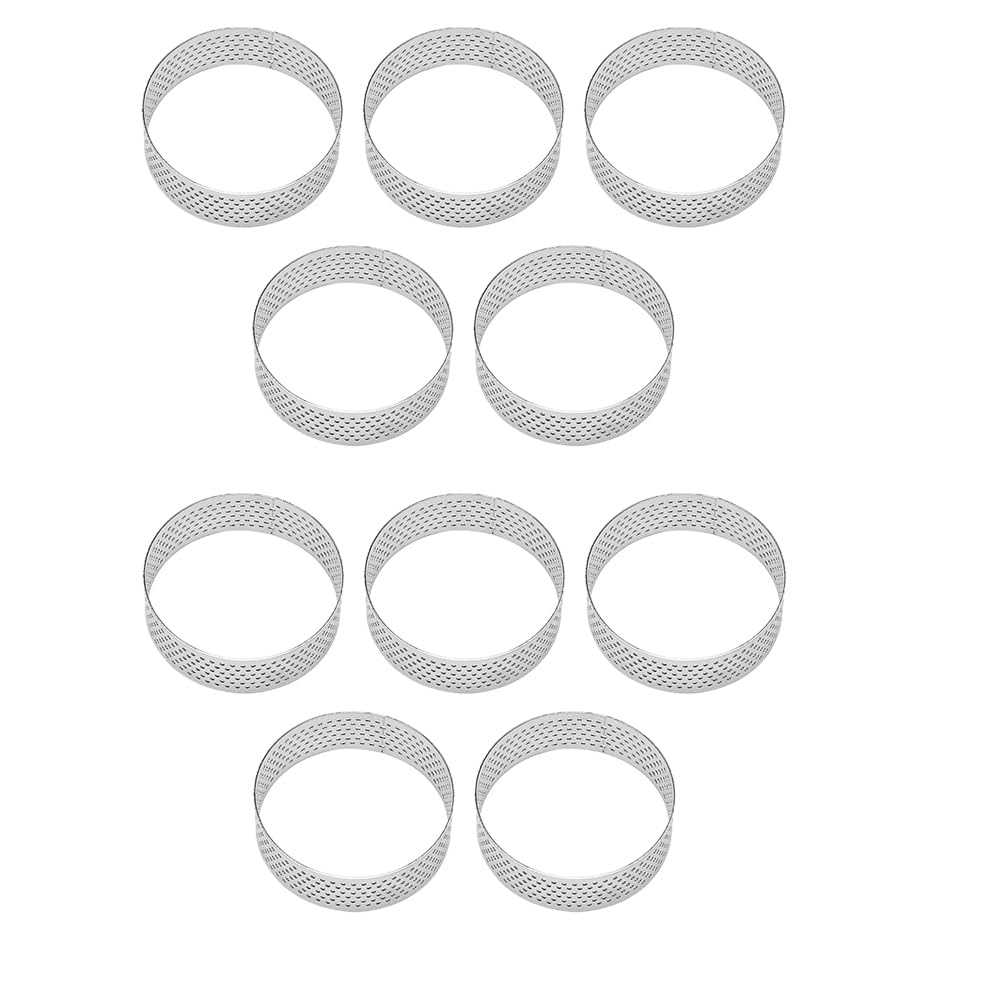 CTRLZS 10Pcs 6cm Circular Tart Ring Pizza Dessert DIY Stainless Steel Perforation Fruit Pie Cake Mousse Molds Baking Mould Tool