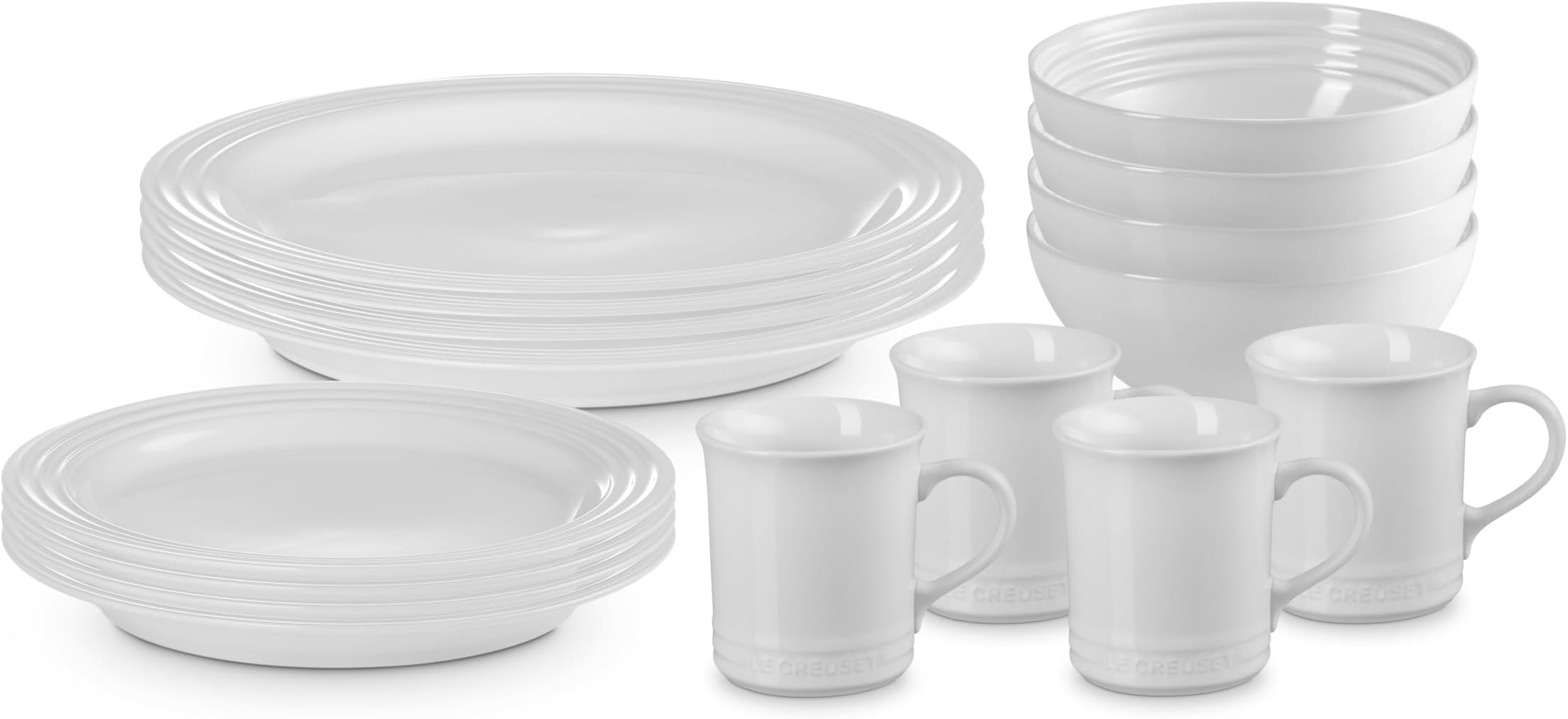 Stoneware Dinnerware Set, 16 pc., White