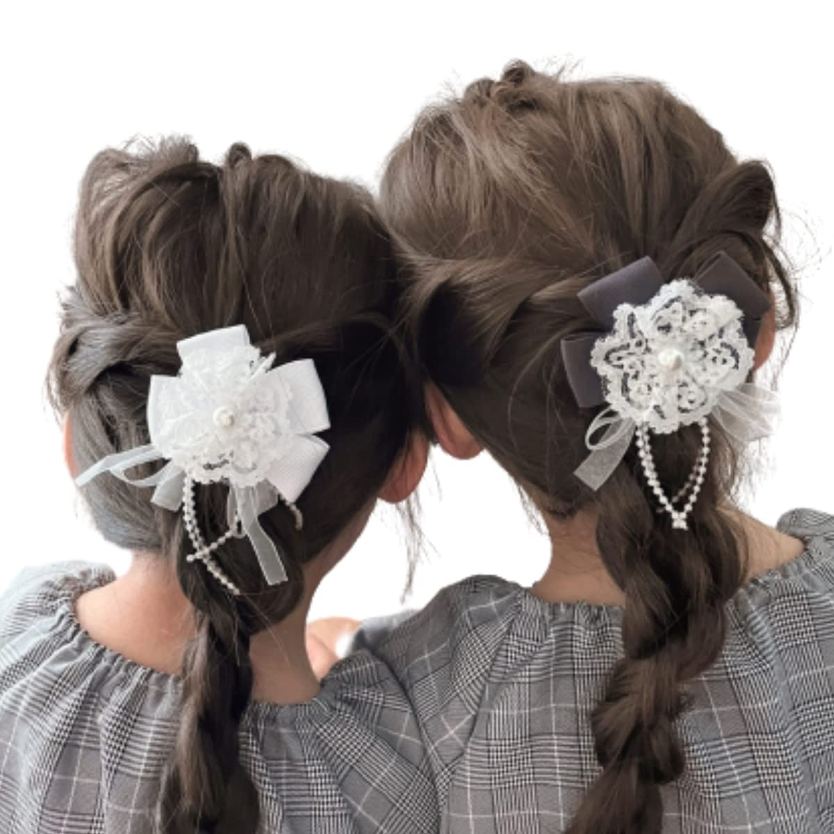 グログラン ダブルリボン ベビーヘアクリップ ヘアピン ヘアゴム 髪飾り