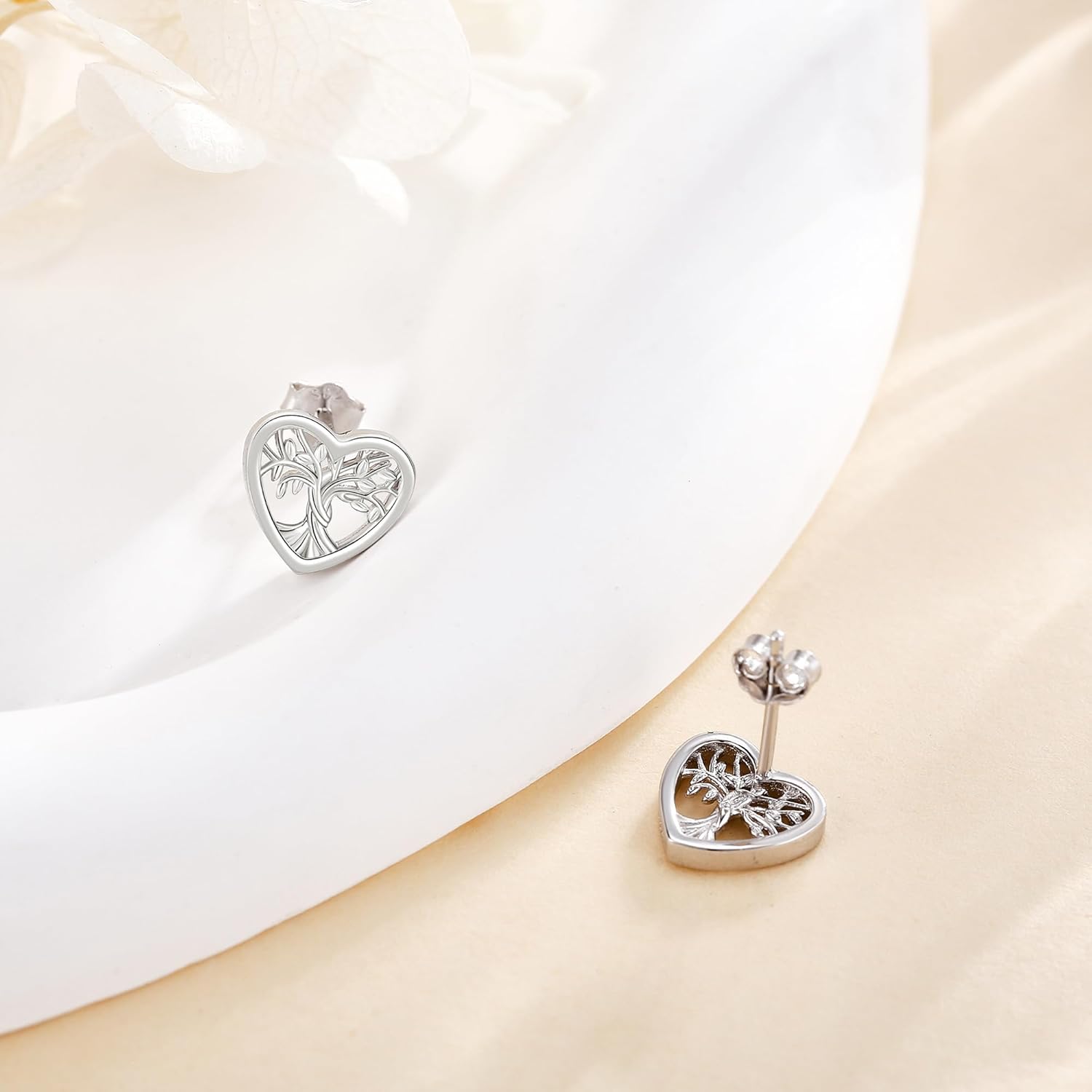 Tree of Life Earrings 925 Sterling Silver Tree of Life Stud Earrings Tree of Life Jewelry Gifts for Women - Image 3