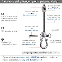 Vista 5 de BeneLabel 2 piezas de vigas de madera y colgador de vigas en I, extraíbles y fáciles de conectar, ganchos de acero inoxidable resistentes, hamaca