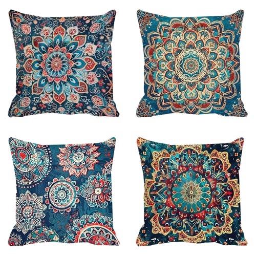 Housse de coussin 60x60cm extérieur imperméable velours bleu canapé - 2
