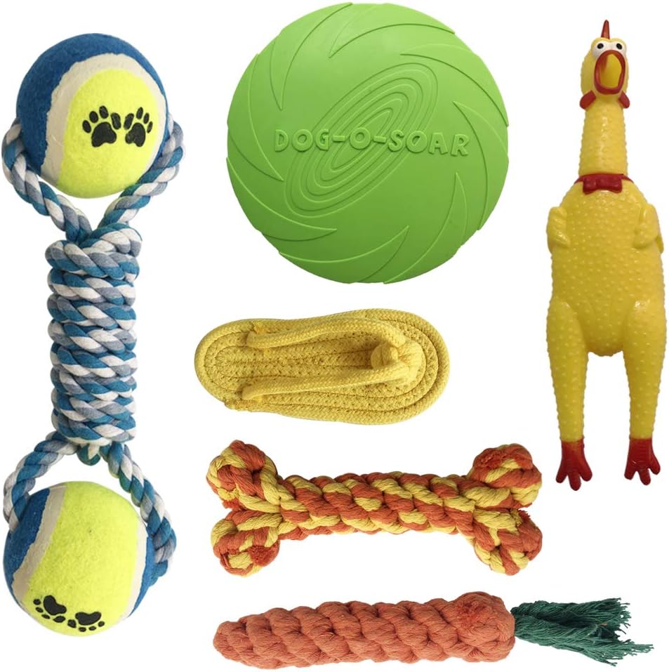 Dog Pet Rope Toys 6 Pack Dog Frisbee Dog Squeaky Toys for Small Medium Large Dogs Breeds-