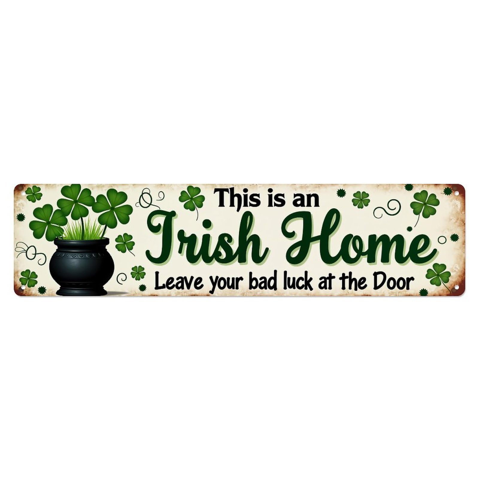 Irish Home Shamrock Pot Sign Metal Tin Sign Plaque