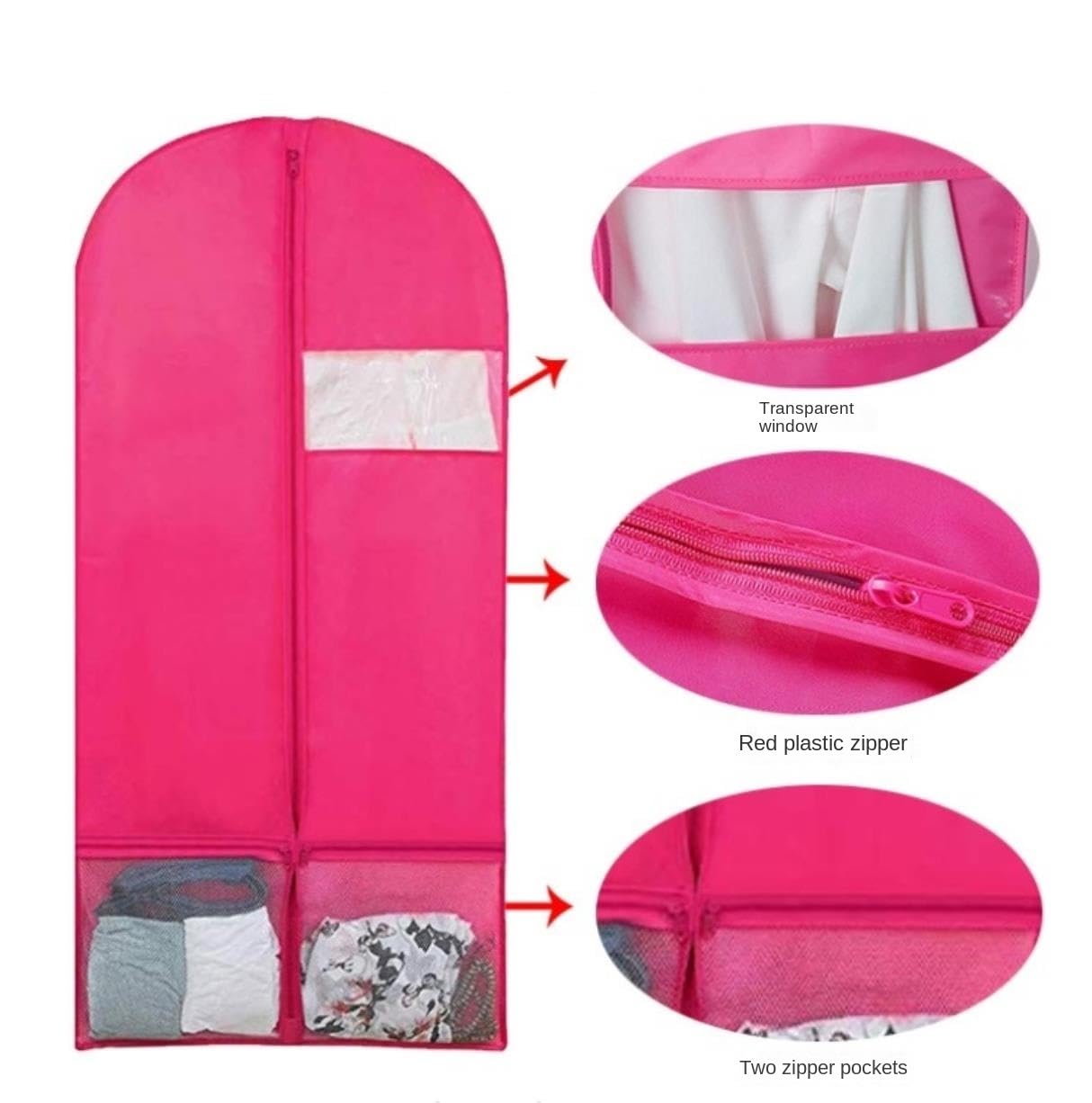 Fundas Ropa Bolsas De Traje 43 Pulgadas para Almacenamiento Armario Y Viajes, Ropa, Protector Cubierta con 2 Bolsillos para Abrigos Vestir Cubierta(Black,6pcs)