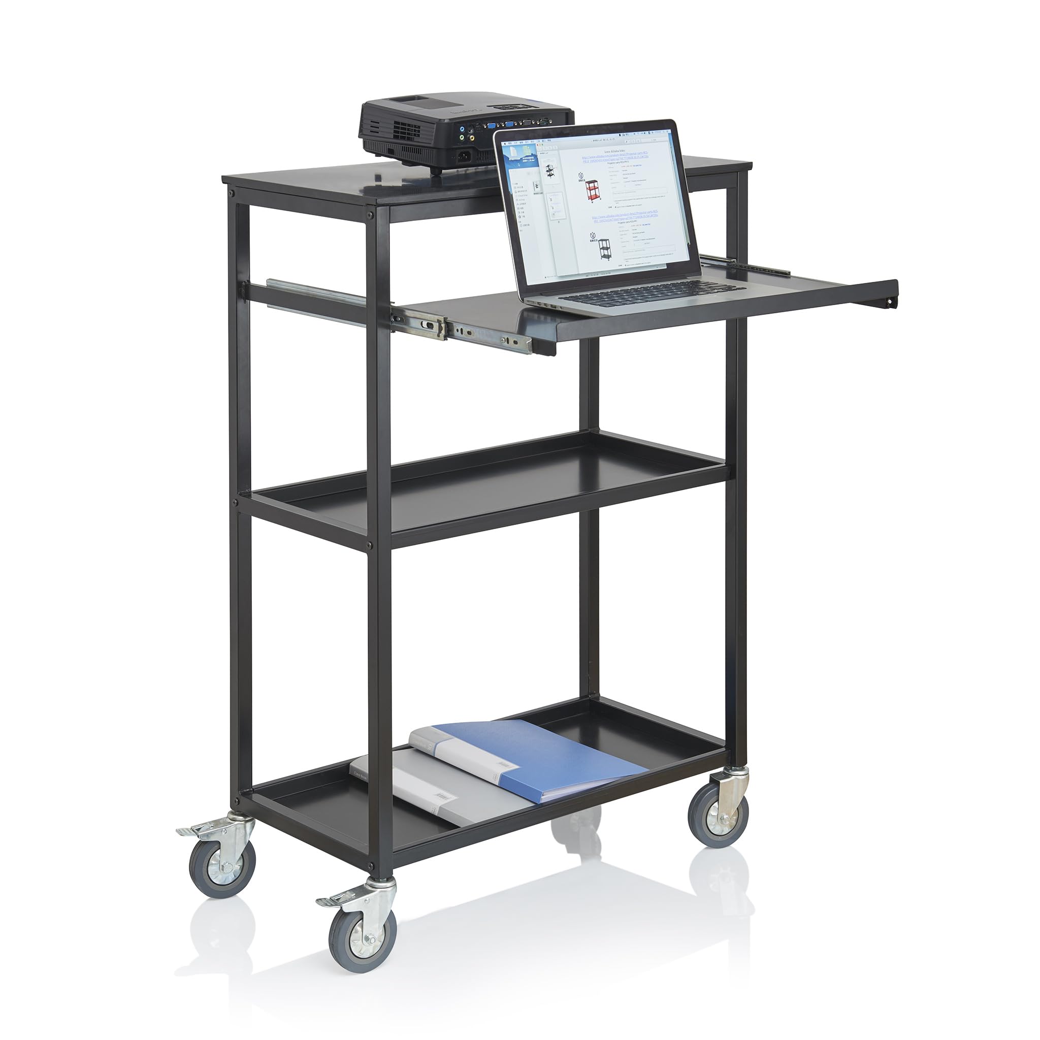 Guidecraft A/V Heavy-Duty Rolling Laptop Cart: Multi Purpose Storage Cart, Office Furniture and School Supply