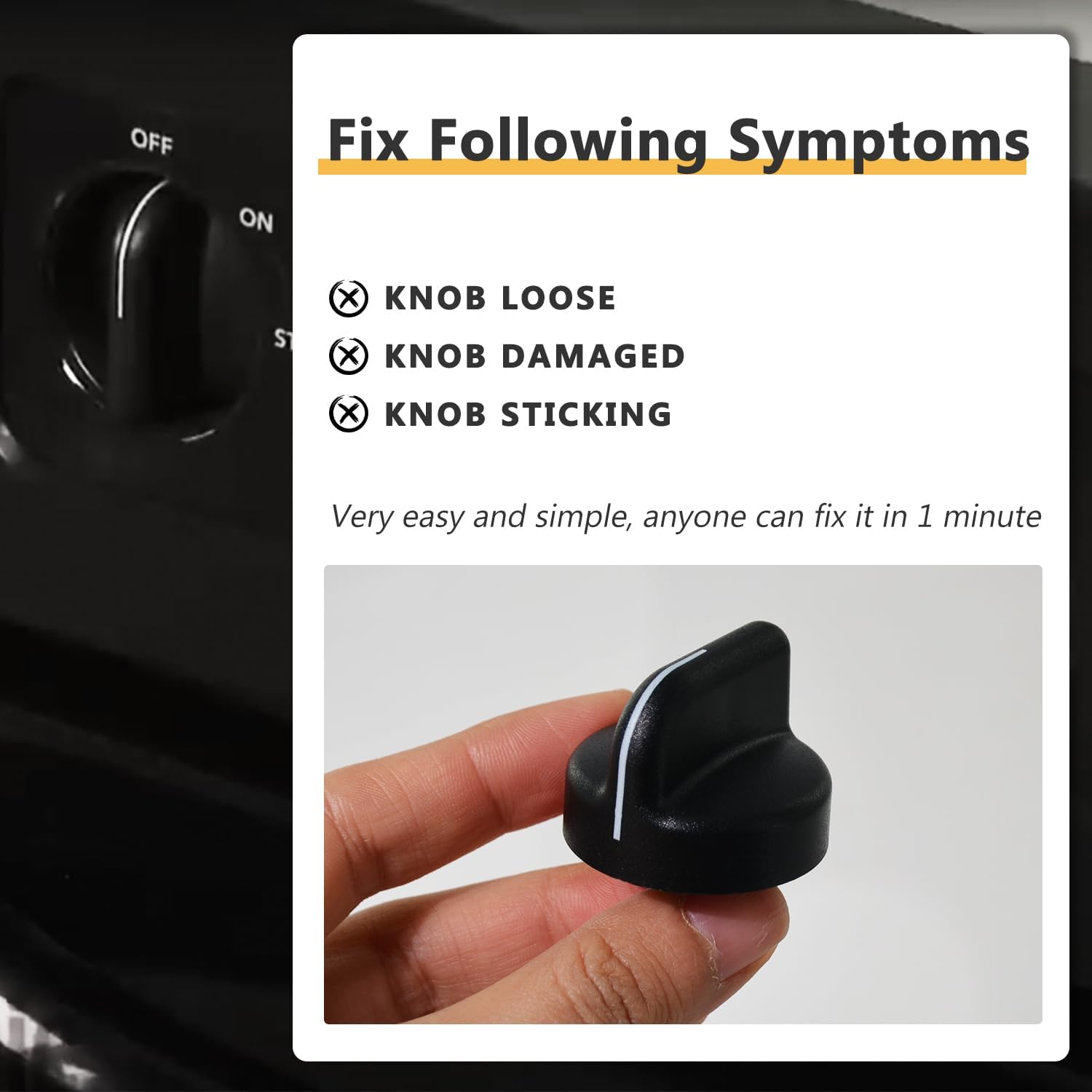 9871800 Trash Compactor Knob Black Rotary Switch Black Replaces WP9871800 AH405411 9871127 PS405411