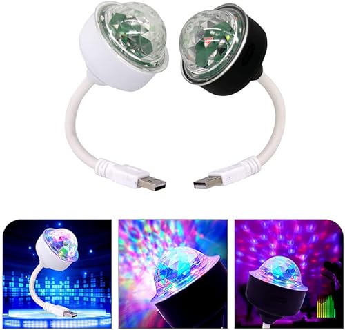 Miniatura 6 de Uonlytech 2 unids USB luz de escenario LED mini bolas disco disco luz estroboscópica luces de discoteca para fiestas USB mini discoteca mini lámpara