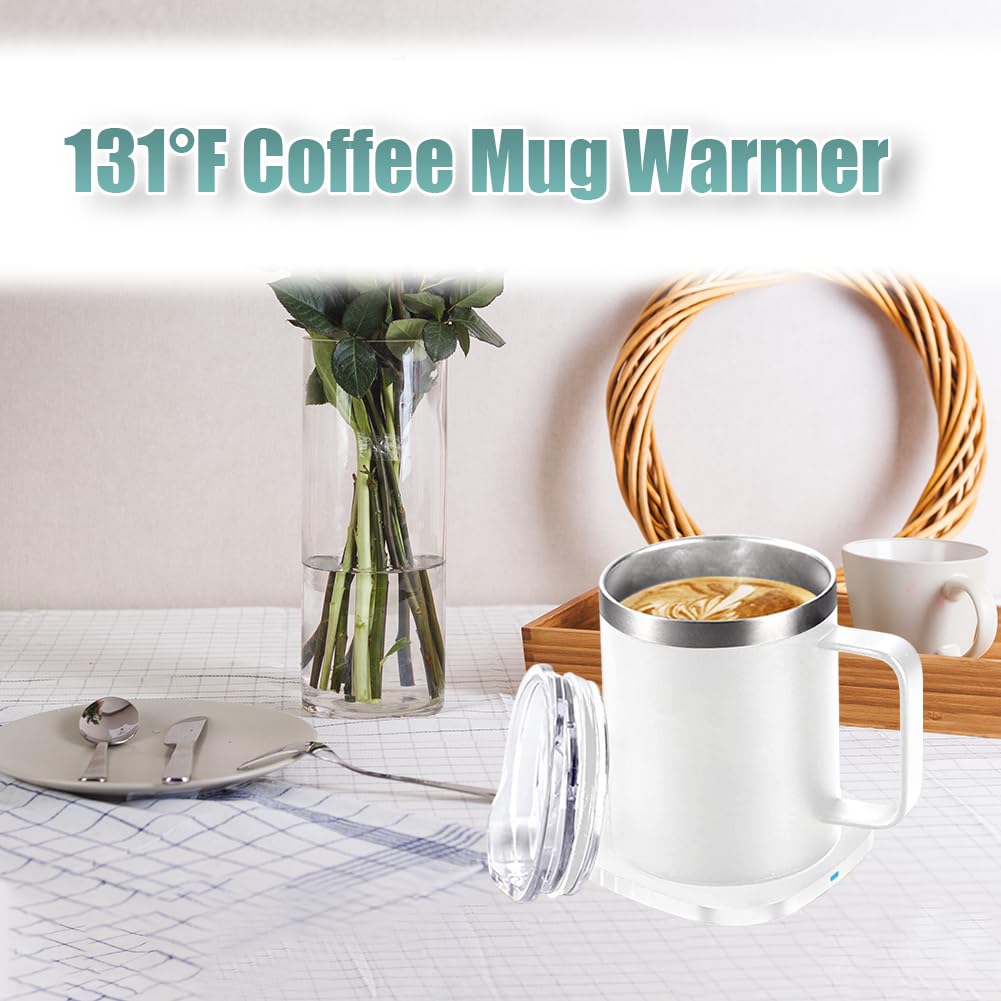 Juego de calentador inteligente de tazas de café y taza con autocalentamiento de apagado automático para café, té, leche, control de temperatura, calentador de tazas para escritorio, hogar, oficina
