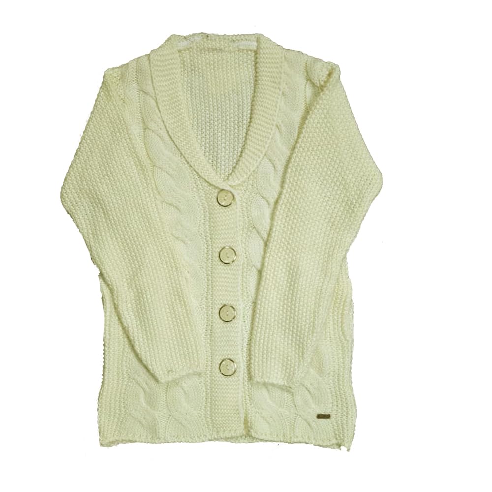 Women Woollen Knitted Cote Style Pullover Cardigan with 2 Side Pockets - OffWhite-picture-32