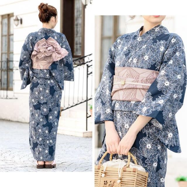 Amazon.co.jp: 浴衣 セット 2点セット （浴衣帯）moika 紺