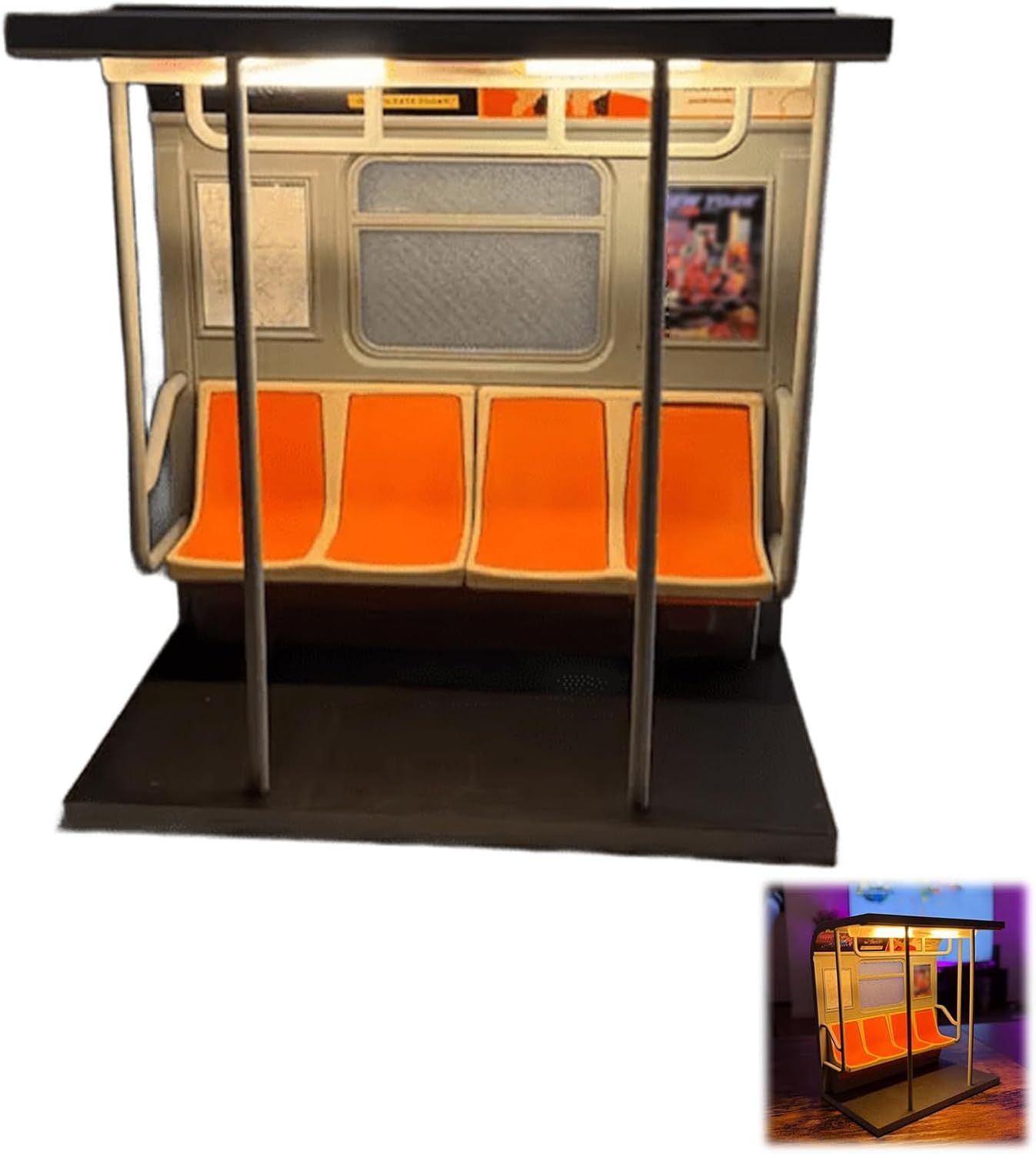NYC Subway Train Lamp– Includes 3 Interchangeable Posters,3D Printed LED Lamp,Vintage New York Subway Train Night Light,Retro Metropolitan Transit Mood Light for New York City Lovers Home Décor (1Pcs)