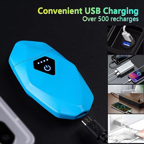 Miniatura 4 de Encendedor, encendedor eléctrico de doble arco recargable por USB, resistente al viento, encendedor de plasma sin llama con indicador de batería LED
