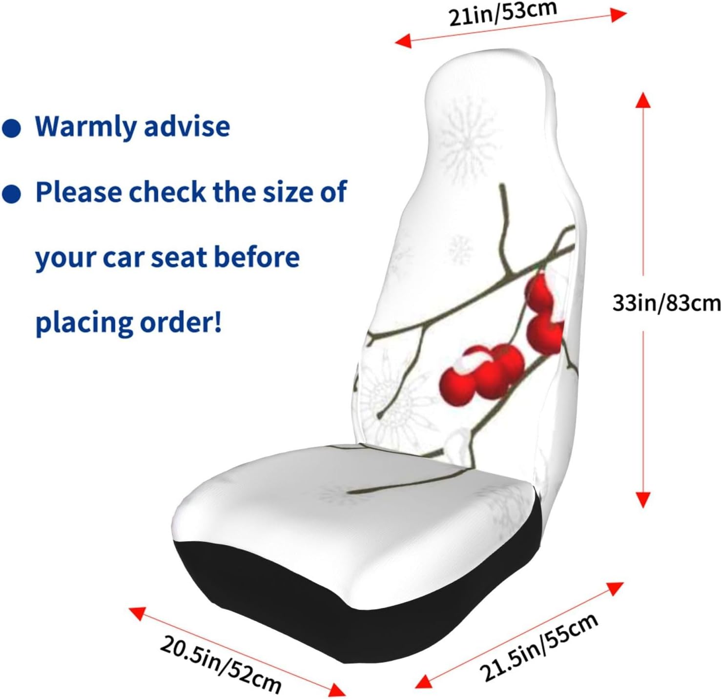 Rowan Branch in The Snow Car Seat Covers 2-Pack - Fit for Sedans, Trucks, Suvs, Automotive Seat Protectors with Reinforced Stitching