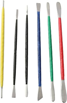 Longdex Engrave Cutter 6PCS Folk Art Sculptures Clay Tools Double Heads Stainless Steel Pottery Clay Sculpture Tools Carving Knife Sculpting Set