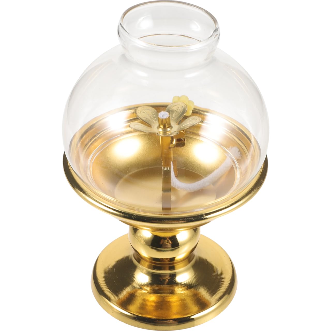 ARTSEWPLY Vintage God of Wealth Lamp Alloy Oil Lamp for Indoor Use Light for Home Decor and Temple Settings