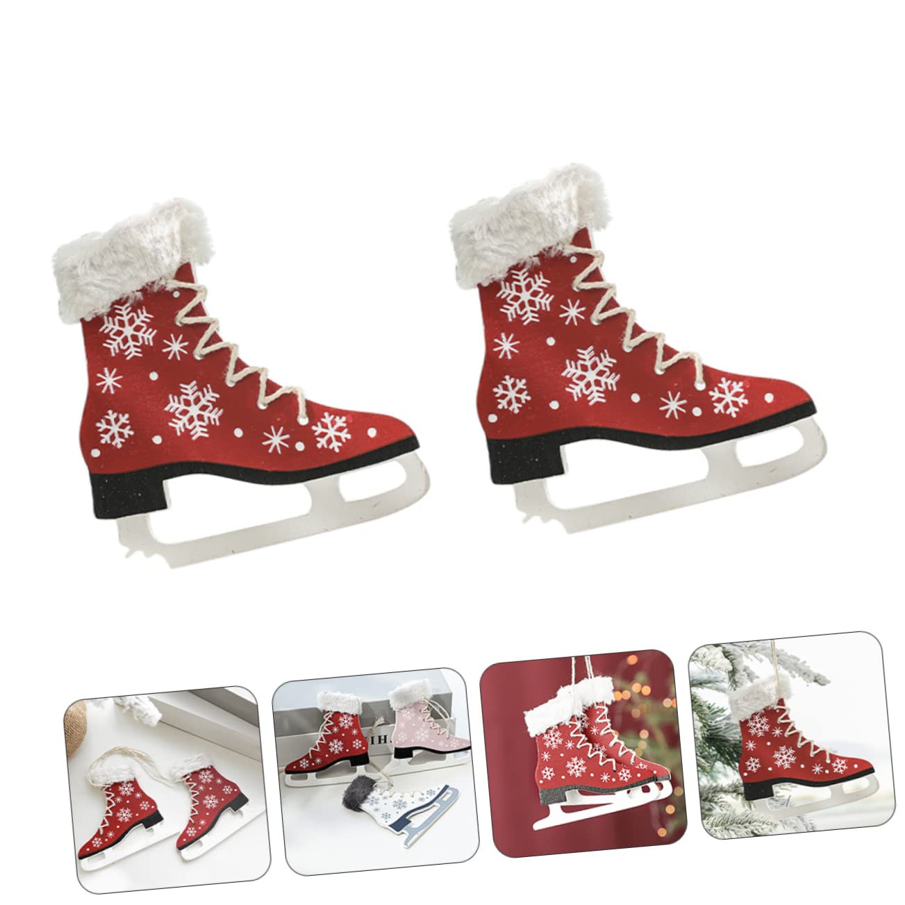 Zerodeko Unique Skate-Shaped Wooden Pendant Decorative Christmas Party Adornments Wall Decor