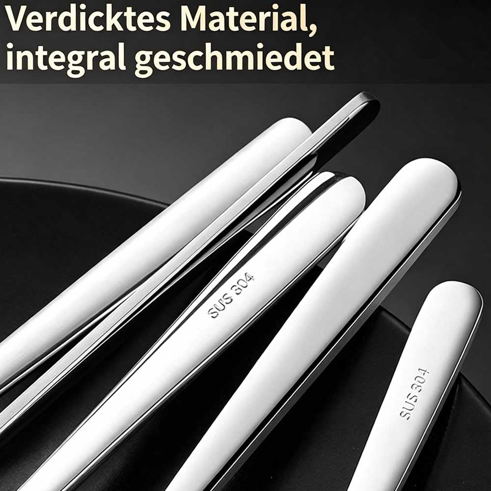 16 Personen Besteck Set 480-teilig, 304 Edelstahl Essbesteck, Robust & langlebig, Spülmaschinenfest für Haushalt & Gastronomie Silber