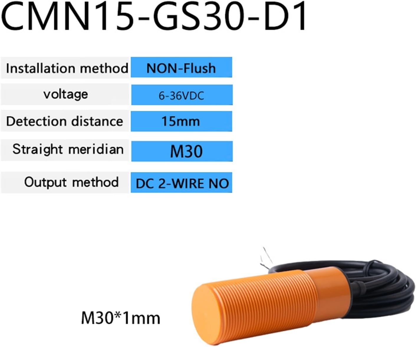 1pcs Feed sensor M30 12-24VDC/20-250VAC Capacitive Proximity Sensor DC 3-WIRE AC 2-WIRE Switch Sensor(DC 2-WIRE NO)