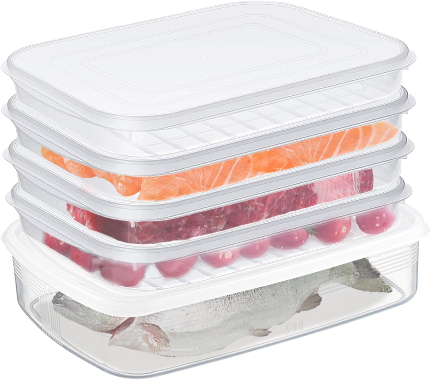 5 Pcs Bacon Container for Refrigerator Airtight, Stackable
