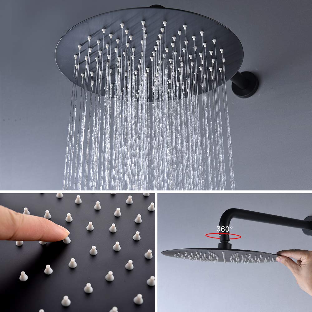Artbath Black Shower System, Wall Mounted Shower Faucet Set with 12