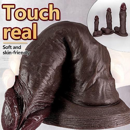 Jixaxe Riesiger Realistischer Dildo mit Große Saugnapf, Dicker Natur Echte Penis Weichen Zwei Layer Silikon XXL Lange Dildos Echten Adern und Prallen Hoden Sexspielzeug für Frauen (S: 17.5 * 4.3cm) – Bild 5