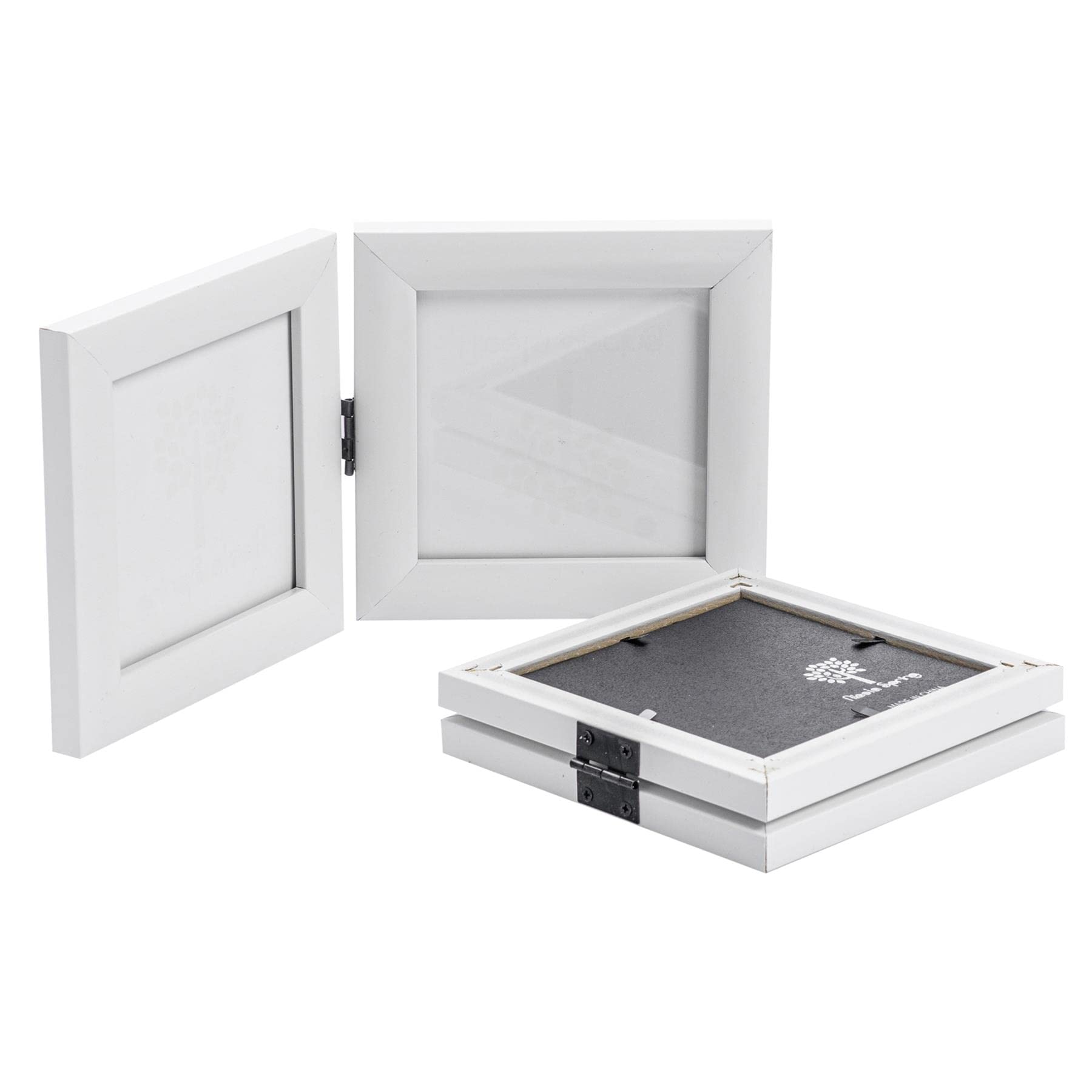 Nicola Spring Folding 2-Photo Frames - Fits Photo Size 4 x 4 (10 x 10cm) - Pack of 2 - White Picture Frame Small Square Photo Frame with Stand Freestanding Photo Certificate Display Poster Frame