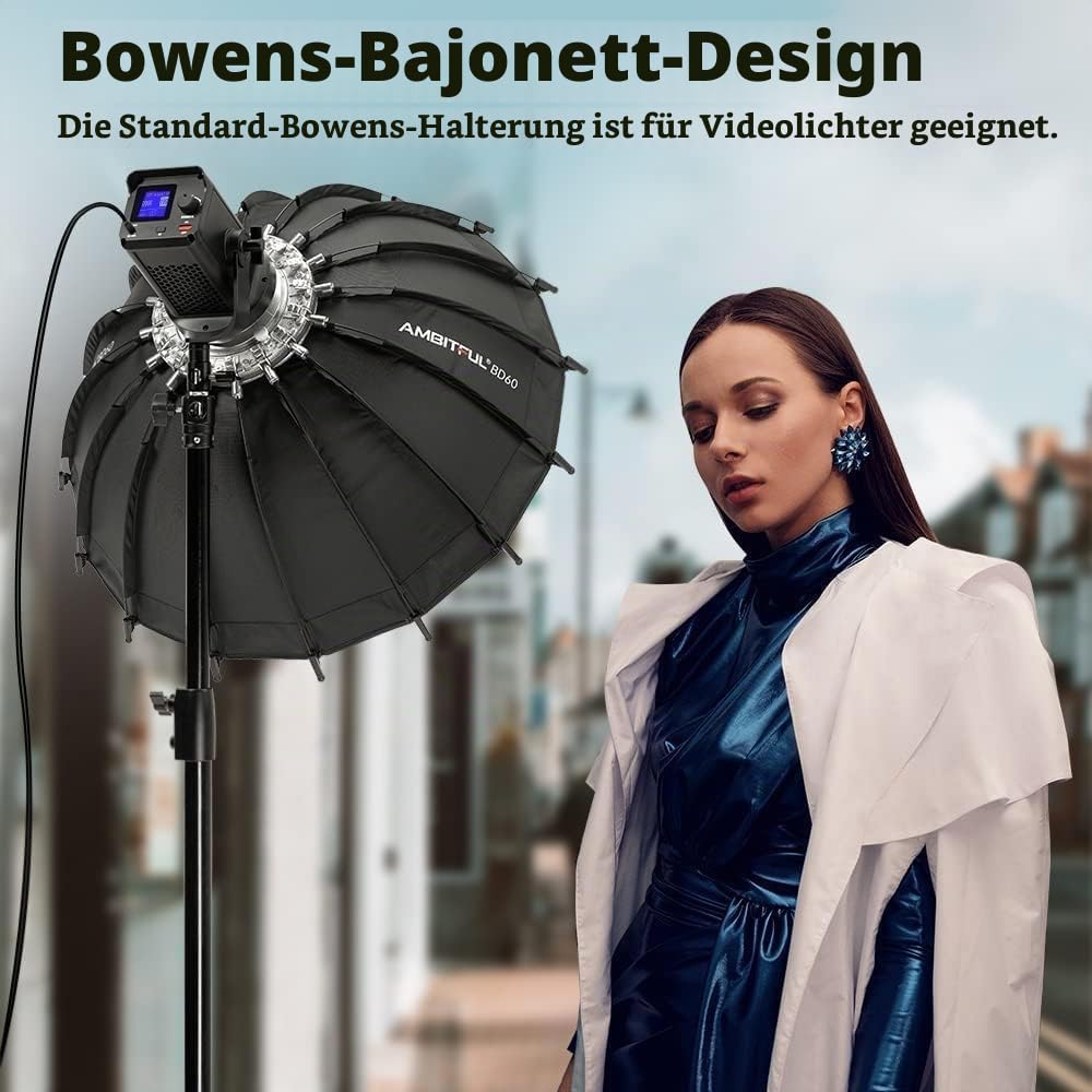 AMBITFUL 80cm /31.5'' Studio Silver Wide Angle Beauty Dish Honeycomb Grid Bowens Mount for for Photography Studio Flash Head and Monolight