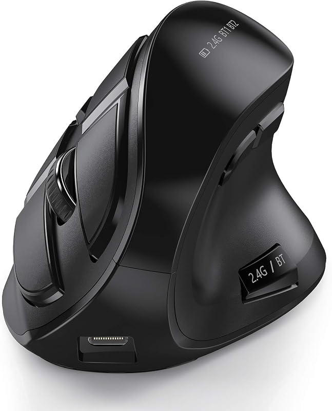 seenda Vertikális Ergonomikus Egér - Bluetooth 5.0 + 2.4G Vezeték Nélküli, Újratölthető, Többeszközös Kompatibilitás Windows/Mac/Android/iOS