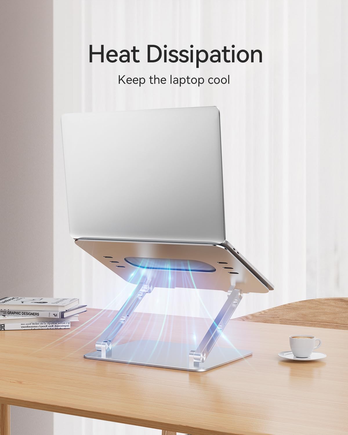 Orlian Soporte ajustable de aluminio para laptop, soporte ergonómico para computadora portátil, soporte resistente para laptop, tabletas de 10 a 17.3 pulgadas, plateado